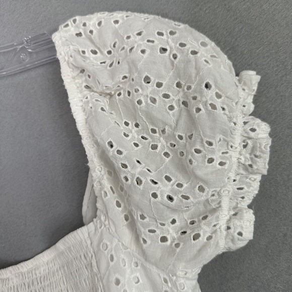 Hollister Crop Top Junior Sz Small Eyelet Puff Sleeves Cinch Cottage Coquette - Picture 9 of 11